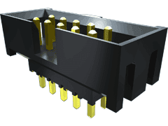 10-Contact 2mm Pitch Shrouded Header, Through Hole Mount, Gold Plating