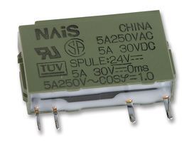 24V SPST 5A Signal Relay, SIP, Through Hole