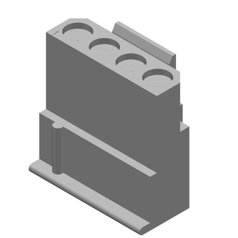 4 Pos Wire-to-Wire Plug Housing, 19A, 250V, Natural