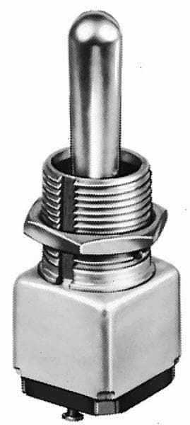 Toggle Switch, SPST, Latched, Wire Terminal, Panel Mount-threaded,