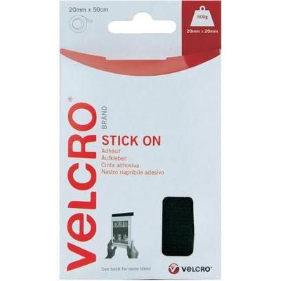 Velcro tape stick-on Hook and loop pad (L x W) 500 mm x 20 mm Black Velcro 0.5 m