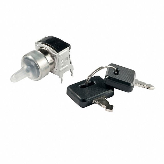 SPDT Keylock Switch, 3A 28V, Gold Contacts, PC Pins, 90°