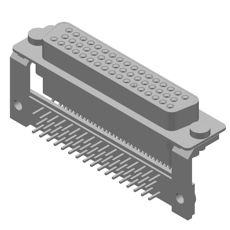 50 Pos D-Sub RA Connector, Female, Gold/Tin, Metal Shell