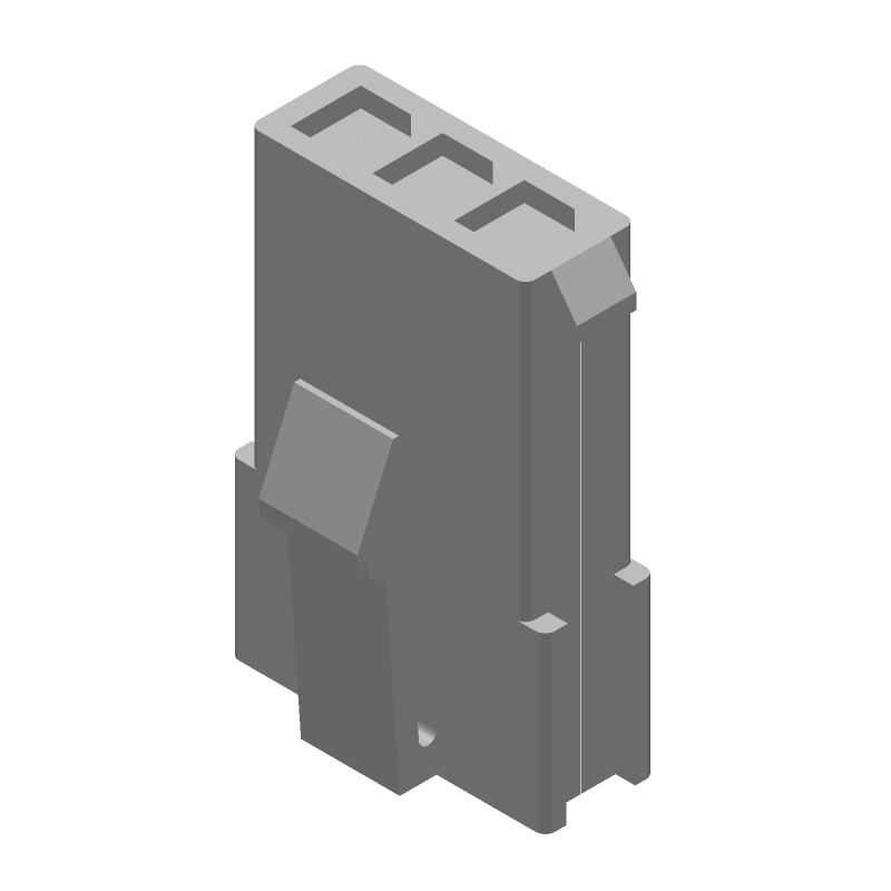 3P Female Wire-to-Wire Connector, 600V, Crimp, Panel Mount