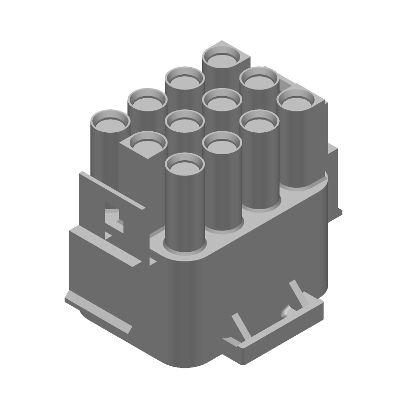 12 Pos 6.35mm Crimp Wire Housing, 19A, 600V, Male