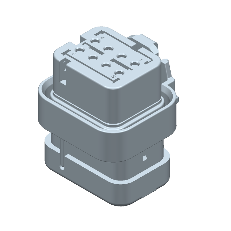 8P Rectangular Connector, Wire-to-Wire, Female Socket, PBT, Red, Straight