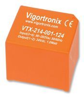 VIGORTRONIX   VTX-214-001-107   AC/DC PCB Mount Power Supply, Class II, Fixed, 90 V, 265 V, 1 W, 7.5 V, 133 mA