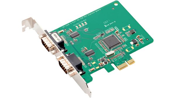 PCI-E x1 Card2x RS232 DB9M, CP-102E, Moxa