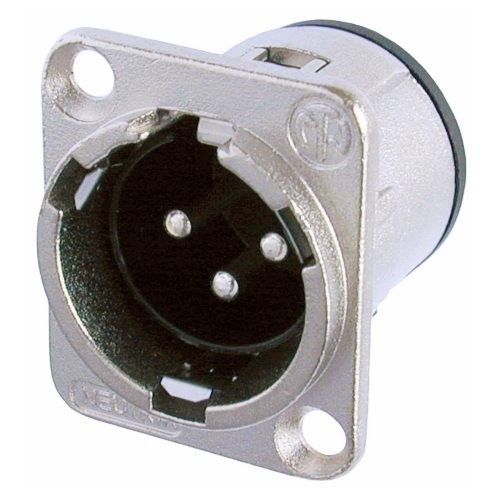 3-Pin Male Power Connector, Metal, Silver/Gold Contacts, 6A, 50V