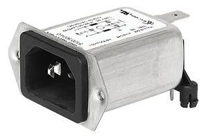 15A 250V AC IEC C14 Card Edge Connector, 3 Pos, Shielded
