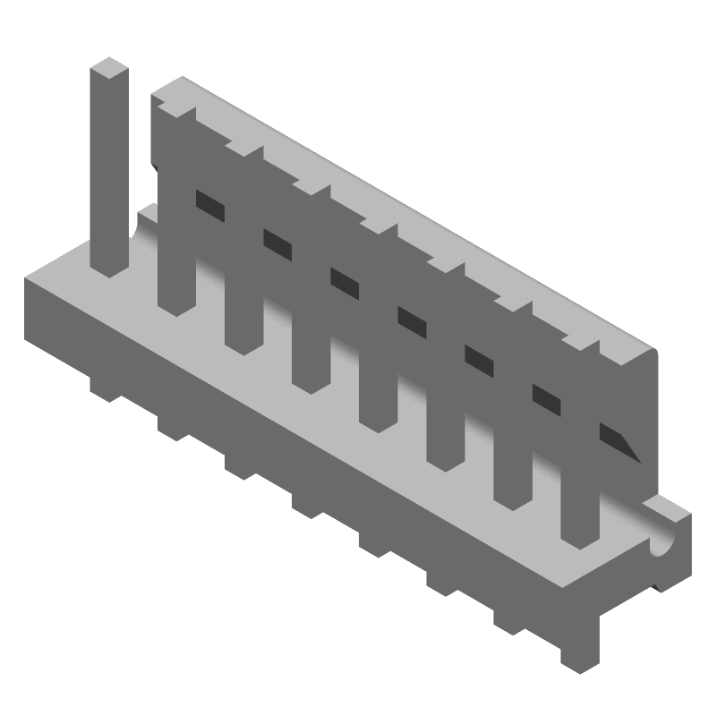 8 Pos Wire-to-Board Header, 7A, 600V, Tin, Through Hole