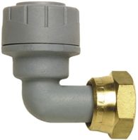 Polyplumb PVC & ABS Push Fit Fitting Brass 90 Tap Connector, 15mm od