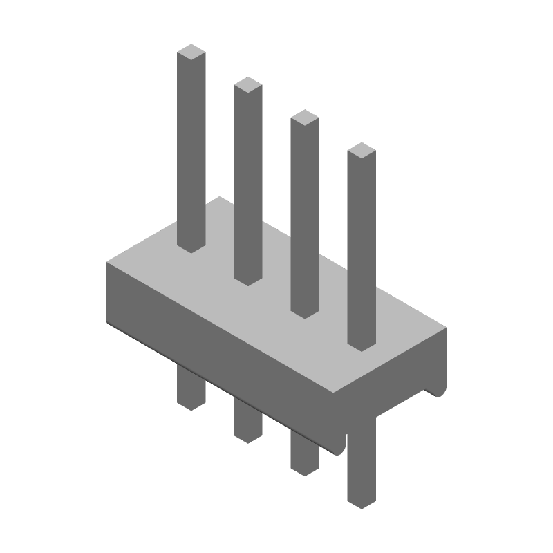 4 Pos 2.54mm Unshrouded Header, Male, Solder, Thru-Hole, 5A