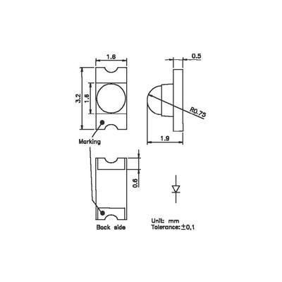 SMD LED 1206 White 750 mcd 40 ° 15 mA 3.7 V OSA Opto OLS-330MW