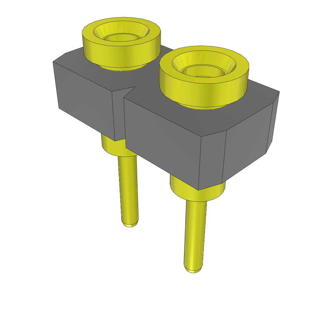 2 Pos 2.54mm Gold Socket Strip, Thru-Hole, Female