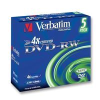 DVD-RW, JEWEL CASE, 4X, 5PK