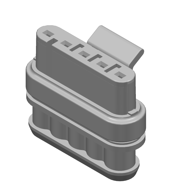 5P Signal Rectangular Connector, Wire-to-Wire, Crimp, IP67, 14A