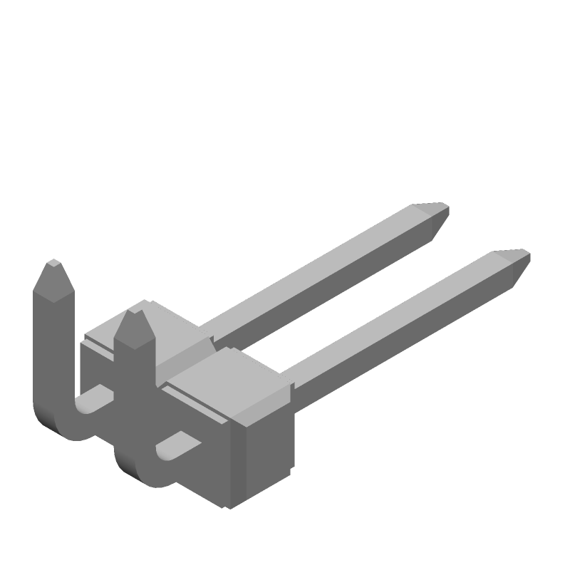 Board Connector, 2 Contact(s), 1 Row(s), Male, Right Angle, 0.1 inch Pitch, Solder Terminal, Receptacle, ROHS COMPLIANT