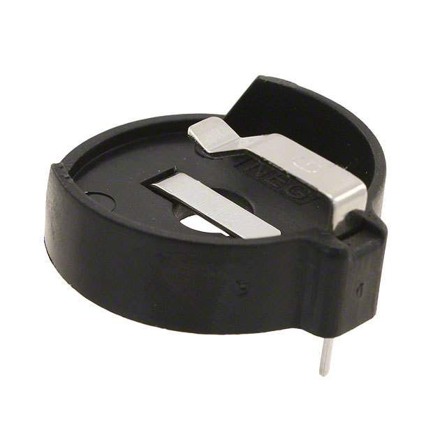 1-Cell Coin Battery Holder, PCB Mount, PC Pin Term, 180°C