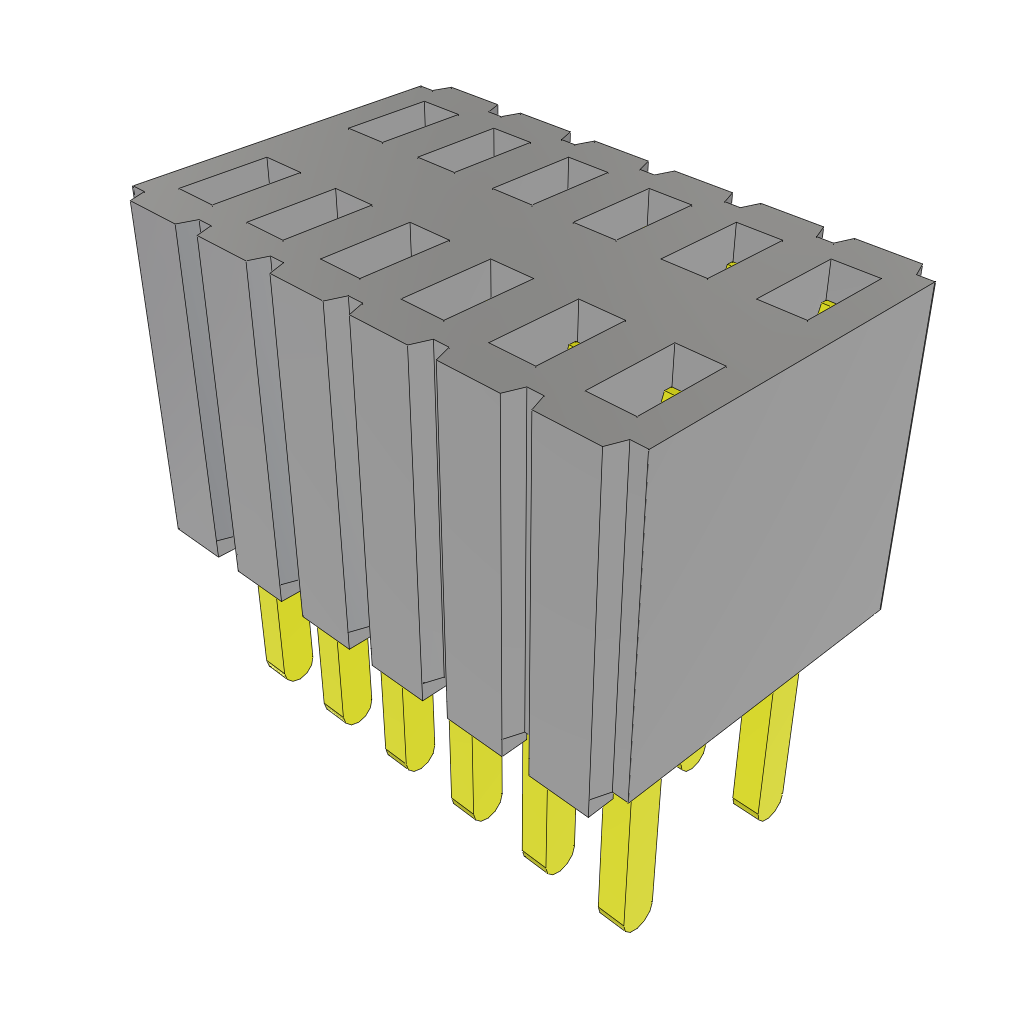 12 Pos 1.27mm Gold Receptacle Header, Straight Solder