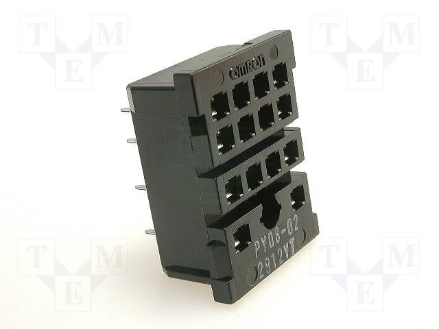 8 Pos Relay Socket, 10A Max, 250VAC, PC Pin, Through Hole