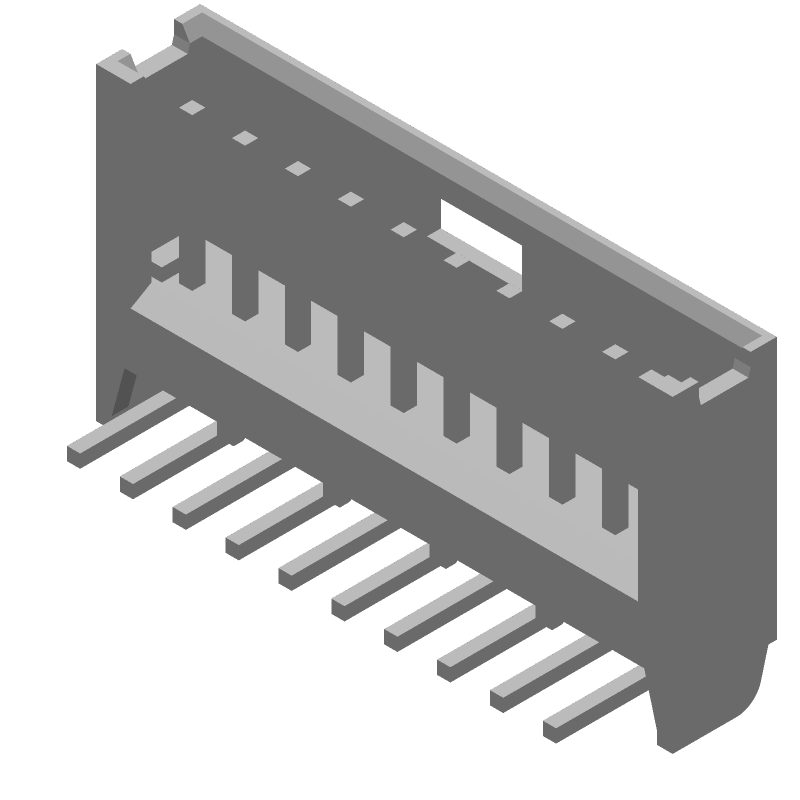 10 Pos 2.54mm RA Thru-Hole Header, Male Pin, Tin Plated