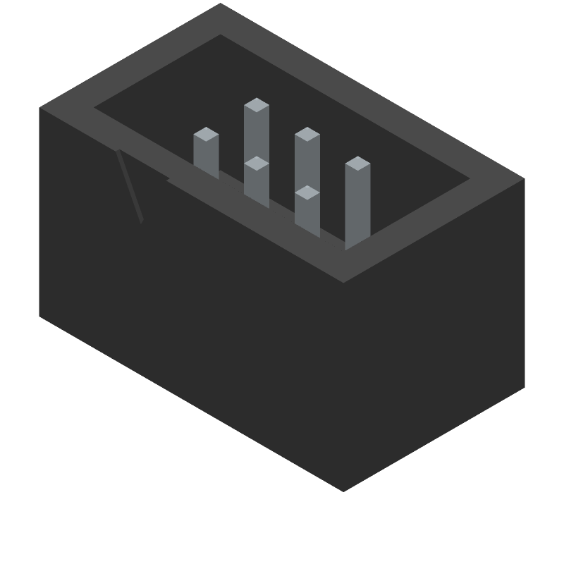 6 Pos 2.54mm Header, Thru-Hole, Gold Plated, Black