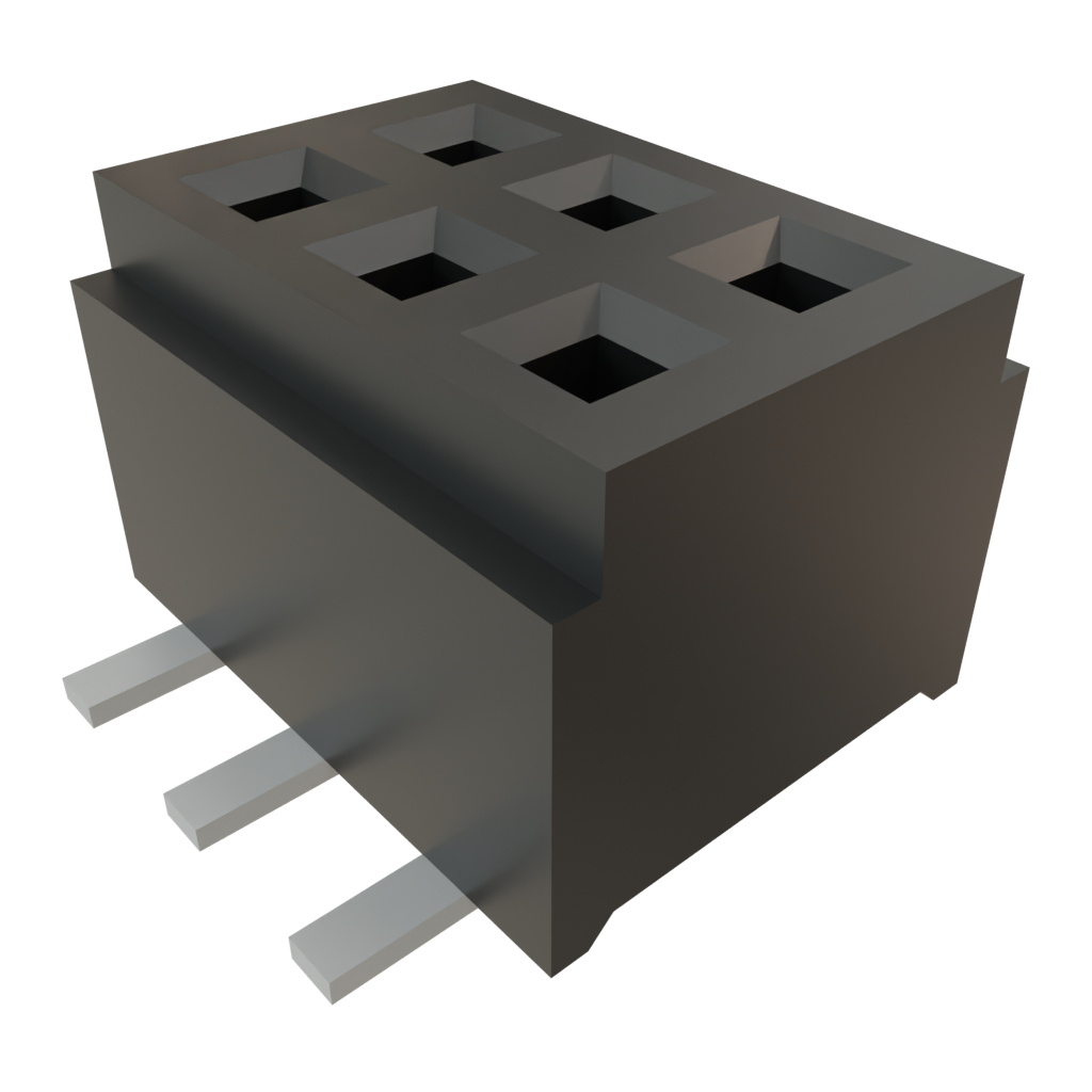 6 Pos 1mm Pitch Receptacle, Straight, Gold Socket, SMD