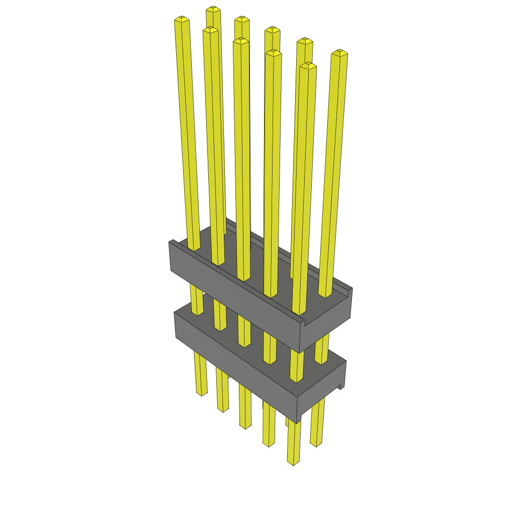 10-Contact HDR Board Stacker, 2.54mm Pitch, 2 Rows, Through Hole Mount