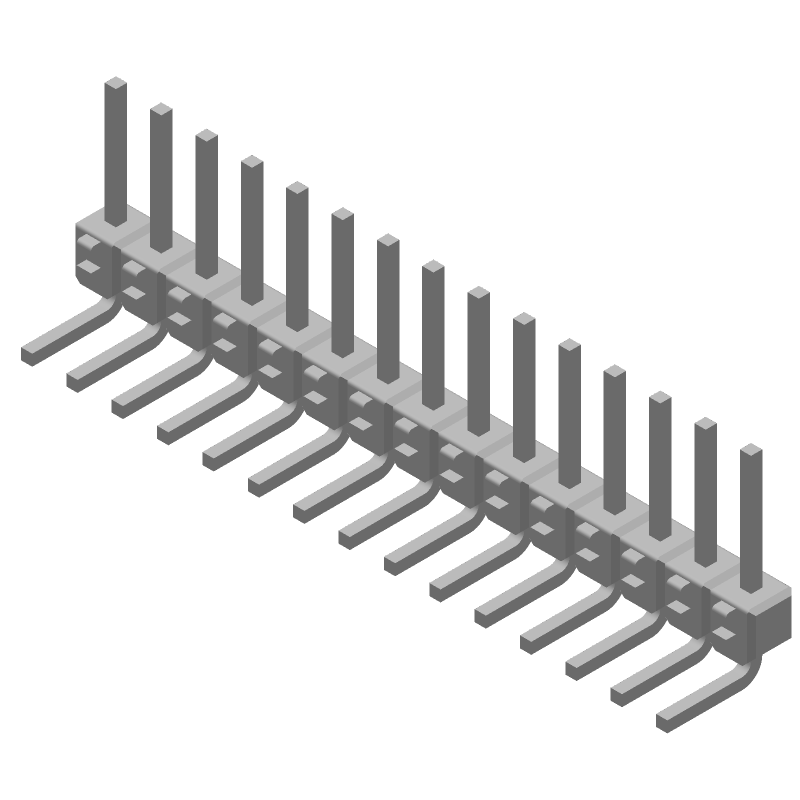 15 Pos RA Thru-Hole Header, 2.54mm Pitch, Gold Contact