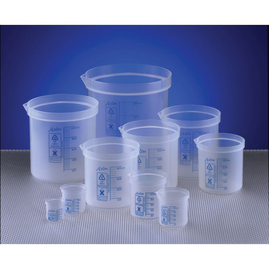 BEAKER, POLYPROPYLENE, 250ML; Capacity: 250ml; Material: Polypropylene; Graduation: 25ml; External Diameter: 82mm;...