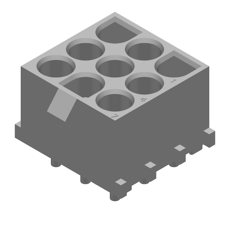 9 Pos Power Connector, 19A, 600V, 6.35mm Pitch, Solder, Thru-Hole, Male
