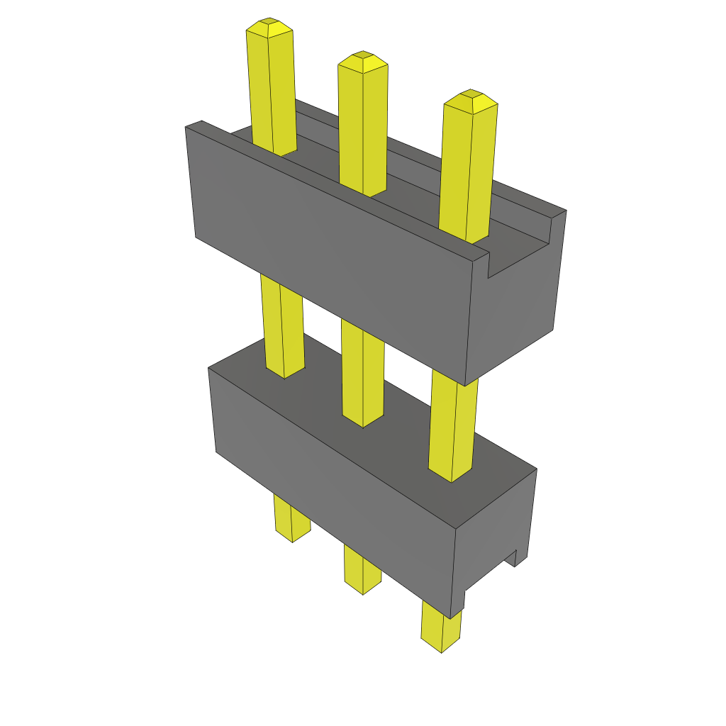3-Contact HDR Board Stacker, 2.54mm Pitch, Through Hole Mount