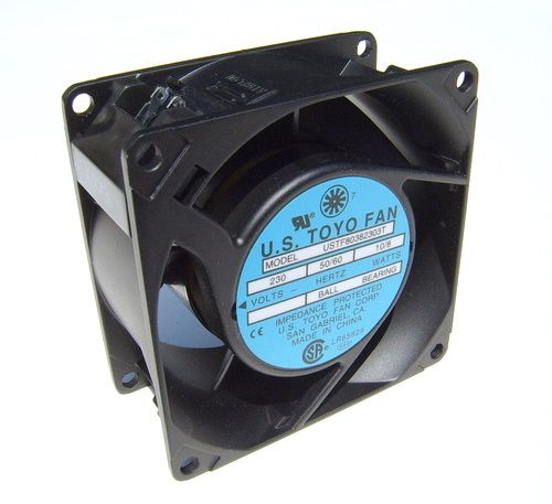 AC / Ball Bearing Fan, Airflow: 34 CFM, Acoustical Noise: 38 dB (A), 115 Volts, 6.9 Watts, mAMPS: 100, RPM: 3300;...