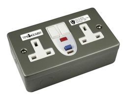 Socket, 2GANG, Rcd, Active, Metal