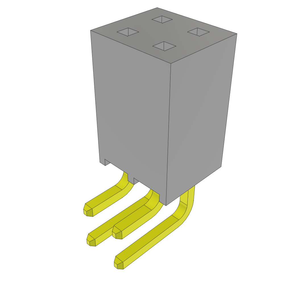 4 Pos 2.54mm Socket Strip, Gold Plated, Through Hole RA