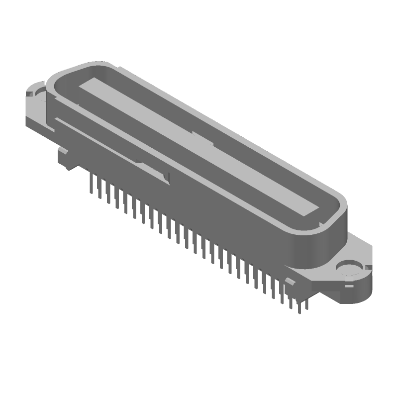 50 Pos Edge Mount Plug, 2 Rows, Straight, Solder