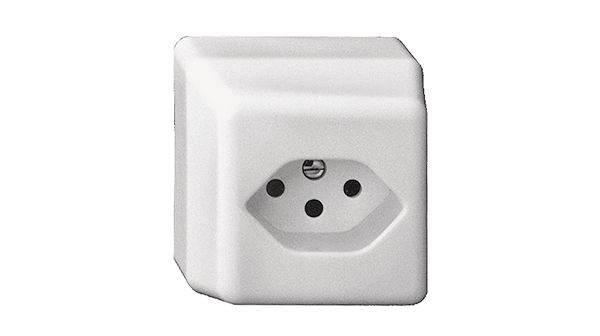 Sockets for on-wall assembly 60 x 60 x 47 mm 250 VAC 10 A CH  white, 87003.X.61, Feller