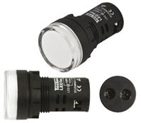 TECHNA White LED Control station indicator, 22mm Cutout, IP65, 24 V ac/dc