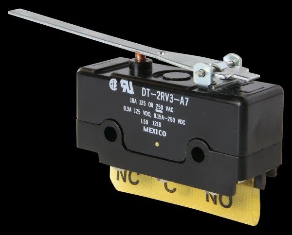 DPDT Snap Action Switch, 10A, 250VAC/DC, Screw Terminal, Lever Actuator