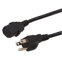 Power Cord 6 Feet AWG 18/3 SVT Black Detachable Shielded