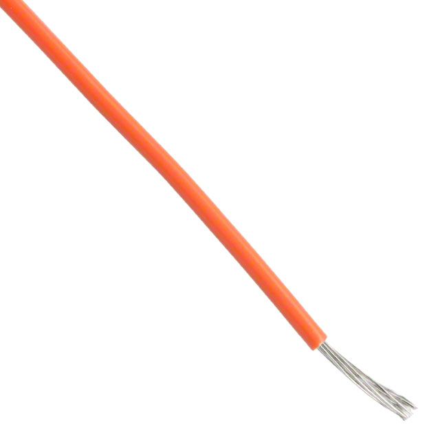 24AWG Stranded Hook-Up Wire, PTFE, 600V, 200°C, Orange, 100ft