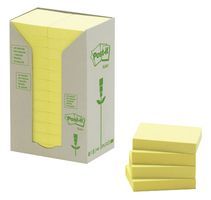PAD, POST-IT NOTE, RECYCLED, YLW, PK 24 - External Length / Height:51mm; External Width:38mm ; RoHS Compliant: NA;