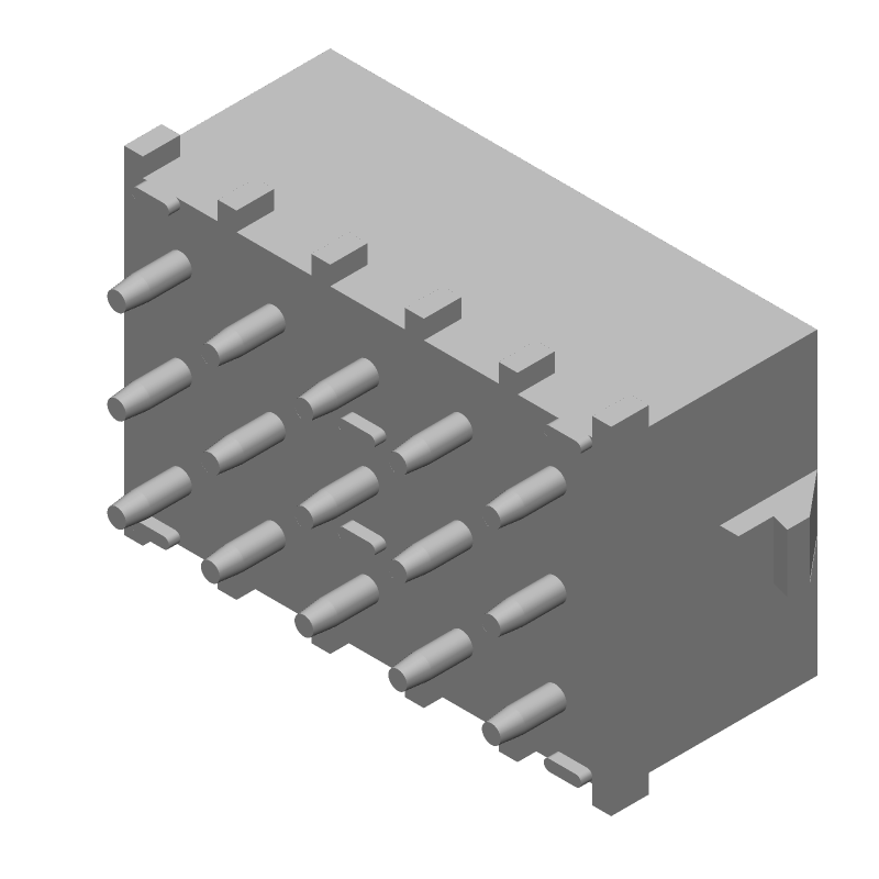 15 Pos Power Connector, 19A, 600V, Solder, Thru-Hole, Female Socket