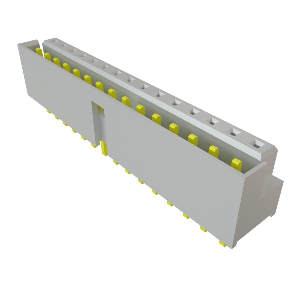 30-Contact Shrouded Receptacle Header, 2mm Pitch, 2 Rows, Through Hole Mount