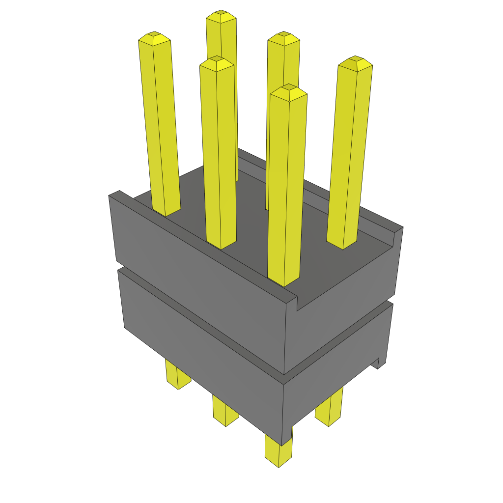 6-Contact HDR Board Stacker, 2.54mm Pitch, Through Hole Mount