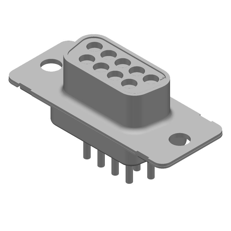 9 CONTACT(S), FEMALE, D SUBMINIATURE CONNECTOR, SOLDER, RECEPTACLE