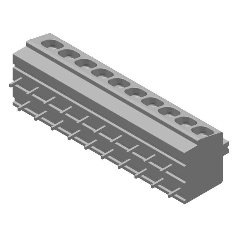 10 Pos 5.08mm Screwless Terminal Block, 16A, 300V, Thru-Hole