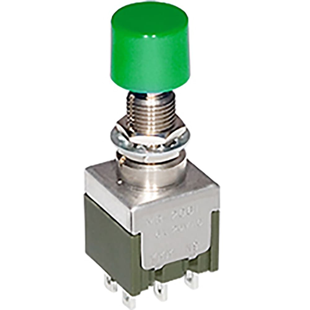 Switch Push Button ON (ON) SPDT Round Plunger 0.1A 28VAC 28VDC 0.4VA Momentary Contact Quick Connect Panel Mount