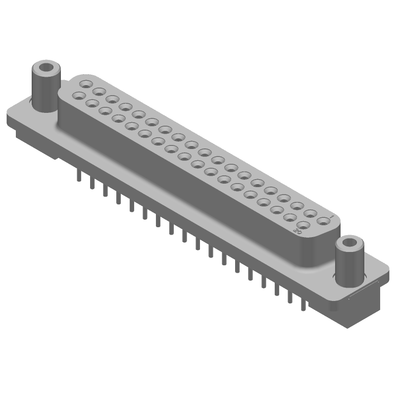37 Pos Female D-Sub Connector, Straight, Through Hole, Gold/Tin Plated